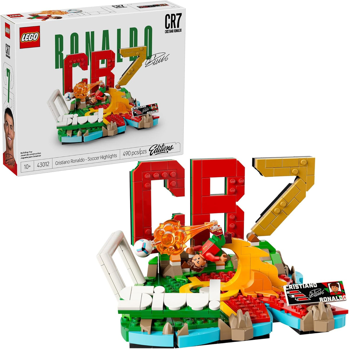 LEGO Cristiano Ronaldo set 43012 with soccer design and minifigure.
