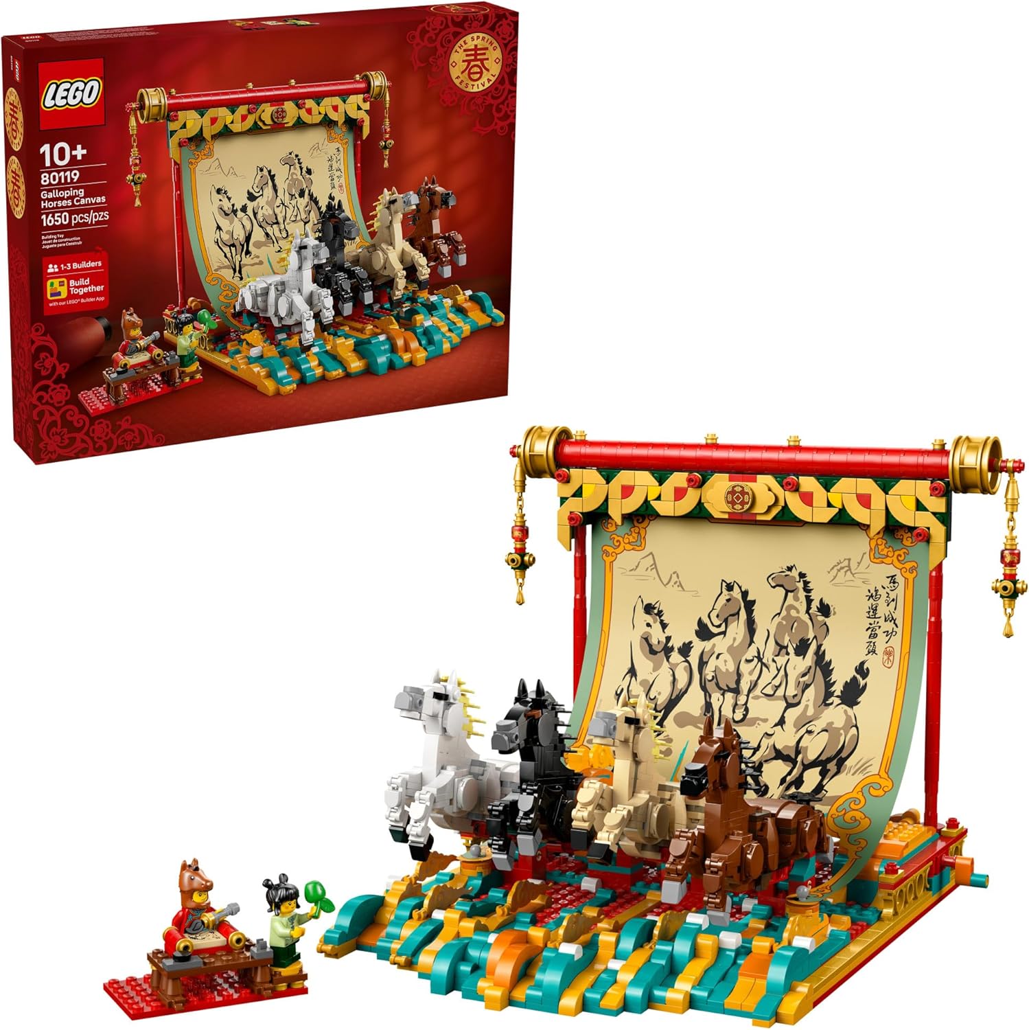 LEGO festival set 80119 with a decorative scroll and horses, including packaging