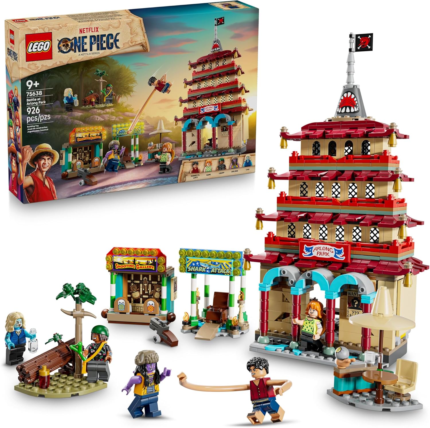 LEGO One Piece 75638 set with packaging and assembled model on a white background