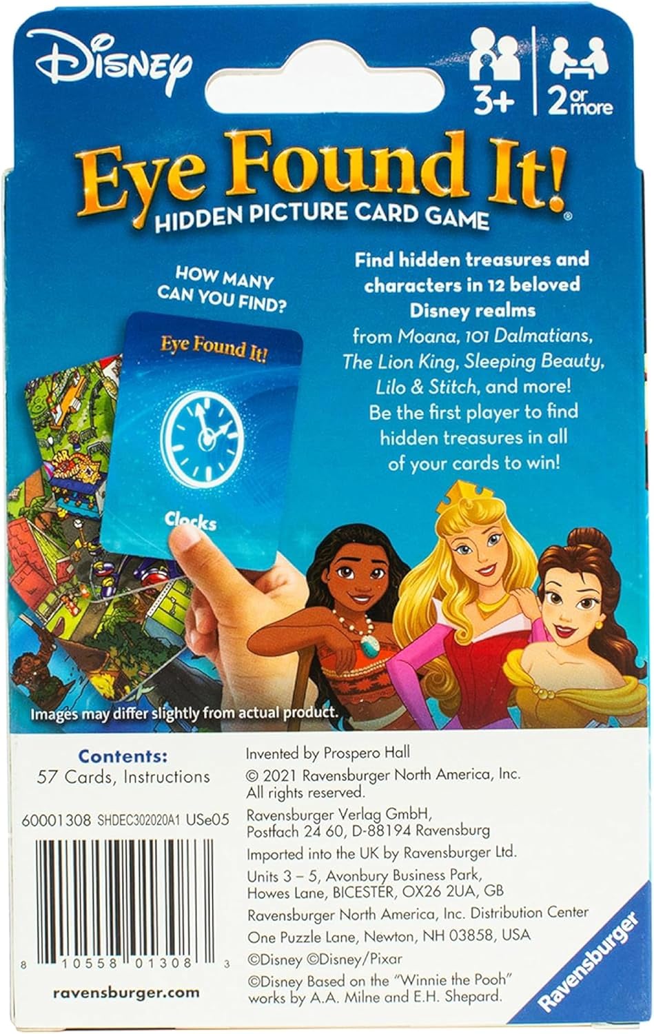 ravensburger Disney 'Eye Found It!' hidden picture card game packaging with characters.