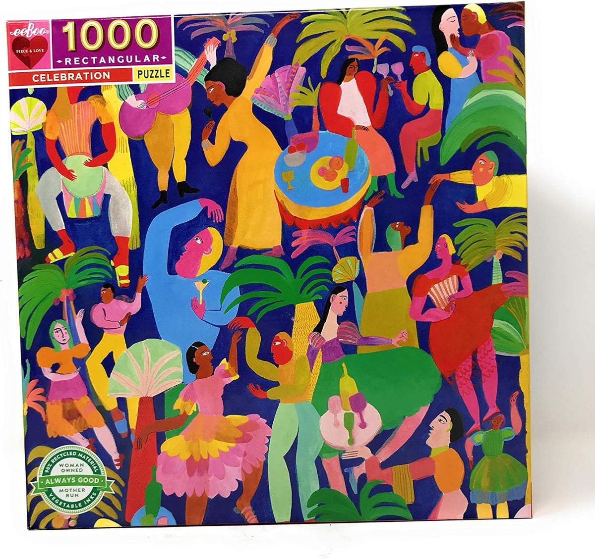 box image of eeBoo 1000 piece puzzle peace and love celebration
