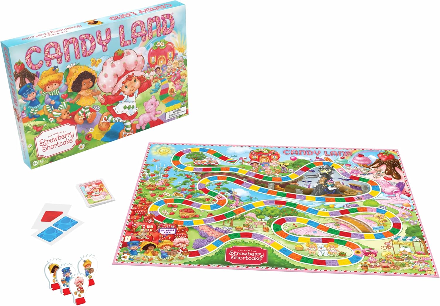 Candy Land board game set with Strawberry Shortcake theme on a white background