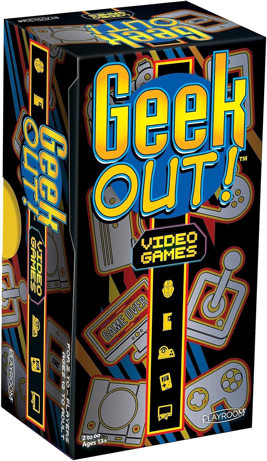 Box of Ultra Pro 'Geek Out! Video Games' with retro gaming graphics and text.