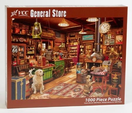 VCC General Store 1000-piece jigsaw puzzle box with a vintage store interior design.