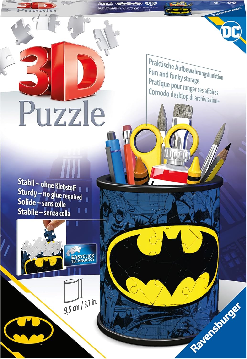 ravensburger batman-themed 3D puzzle set with organizer and packaging