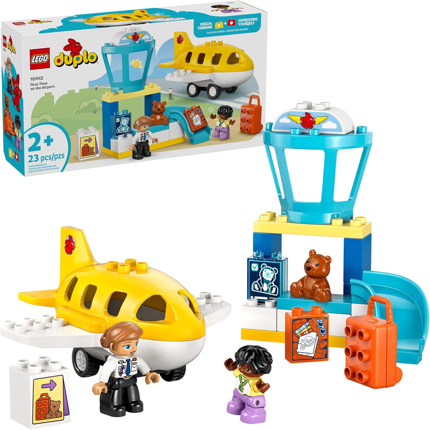 LEGO Duplo airplane 10443 set with packaging on a white background