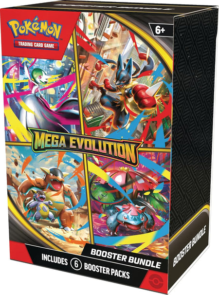 Pokémon Mega Evolution trading card game booster bundle packaging. left angle