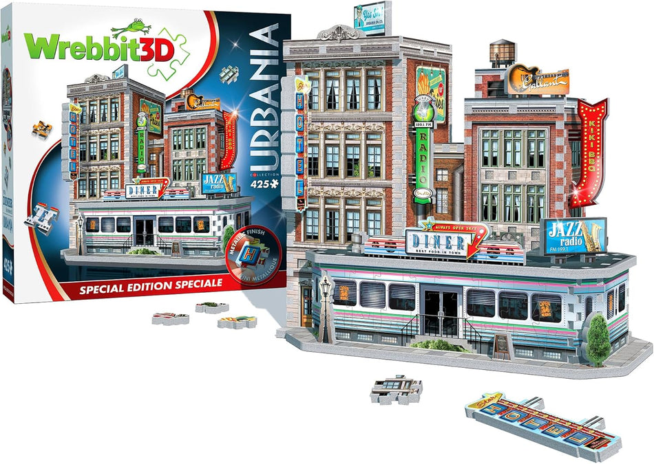 WREBBIT: Urbania Collection: SPECIAL EDITION: 1950s Diner: 3D 425 Metallic Piece Puzzle