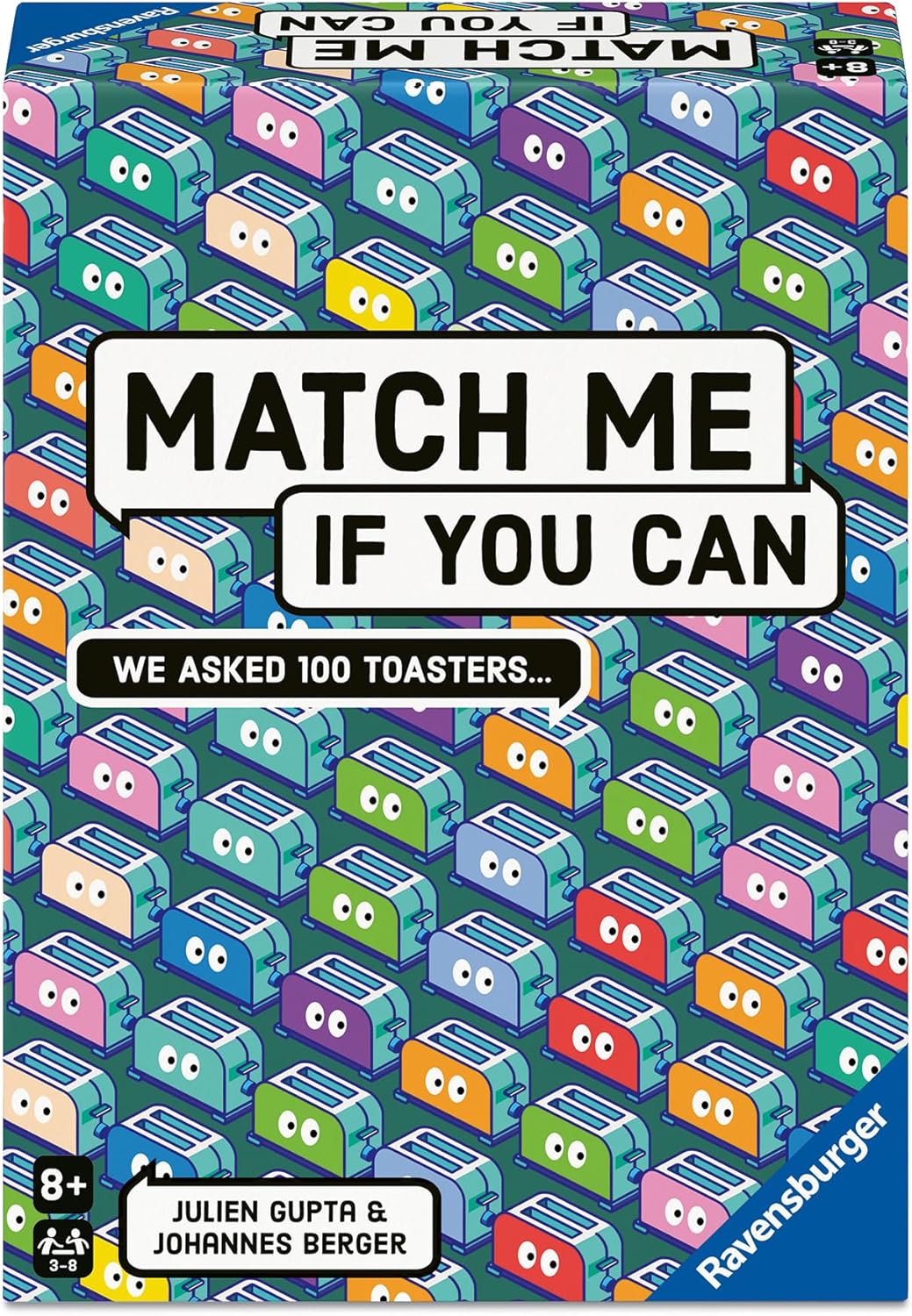 ravensburger game box titled 'Match Me If You Can' with colorful toaster pattern.