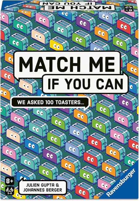 ravensburger game box titled 'Match Me If You Can' with colorful toaster pattern.