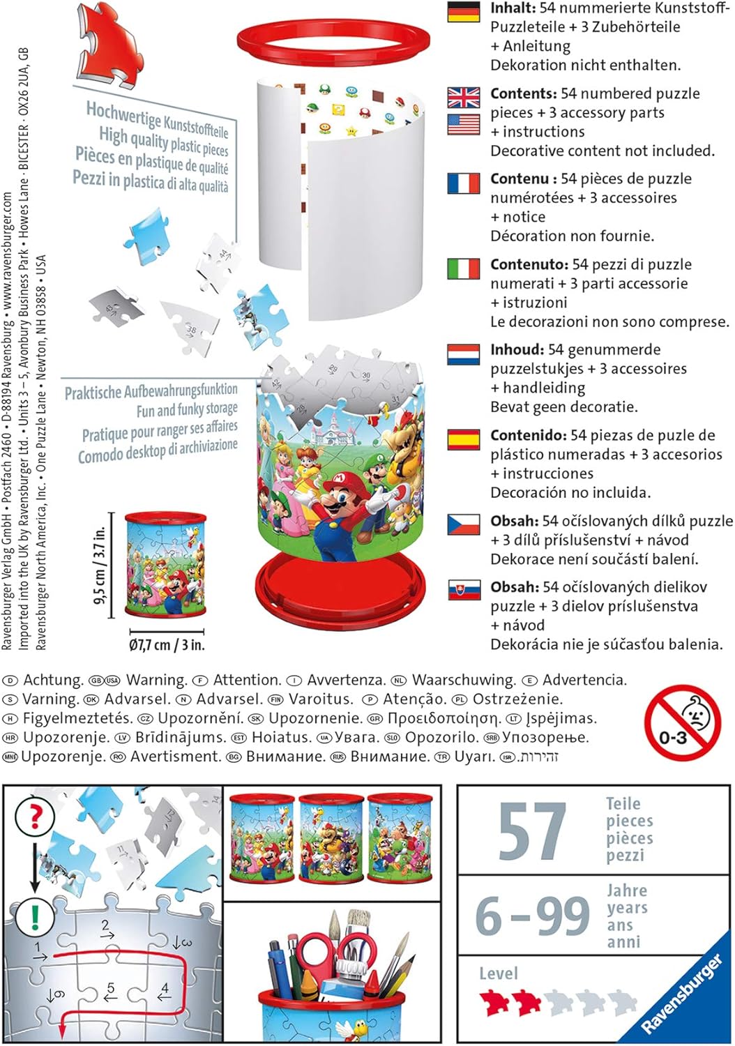 ravensburger super mario 3d puzzle Product packaging for pencil holder.