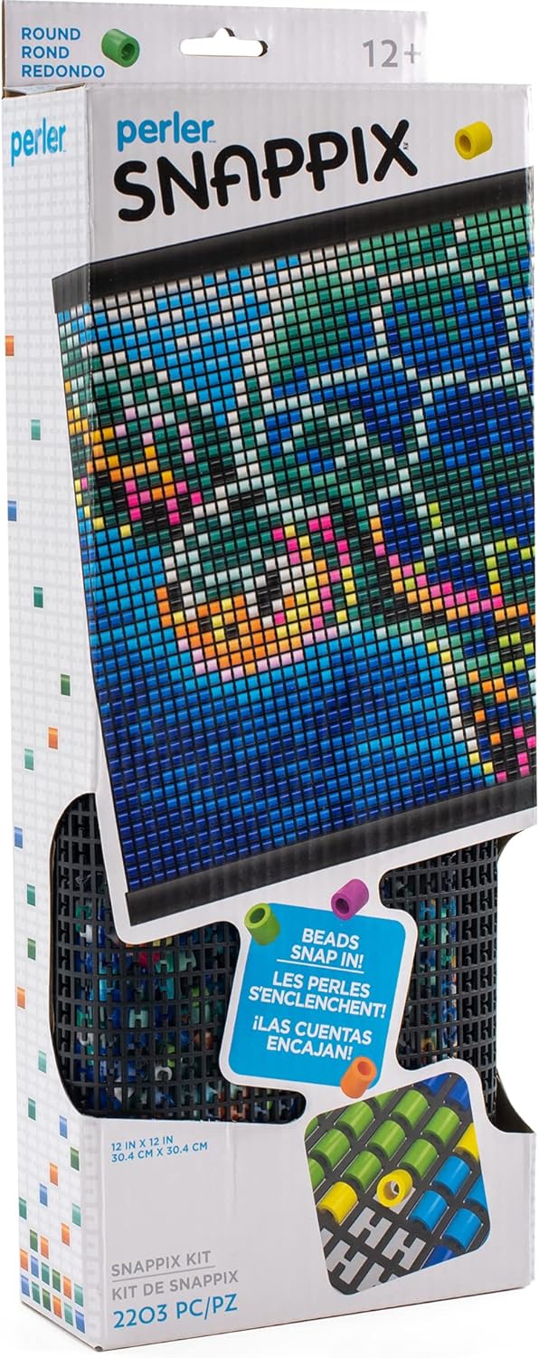 Perler Snappix turtle kit packaging with colorful beads and map design