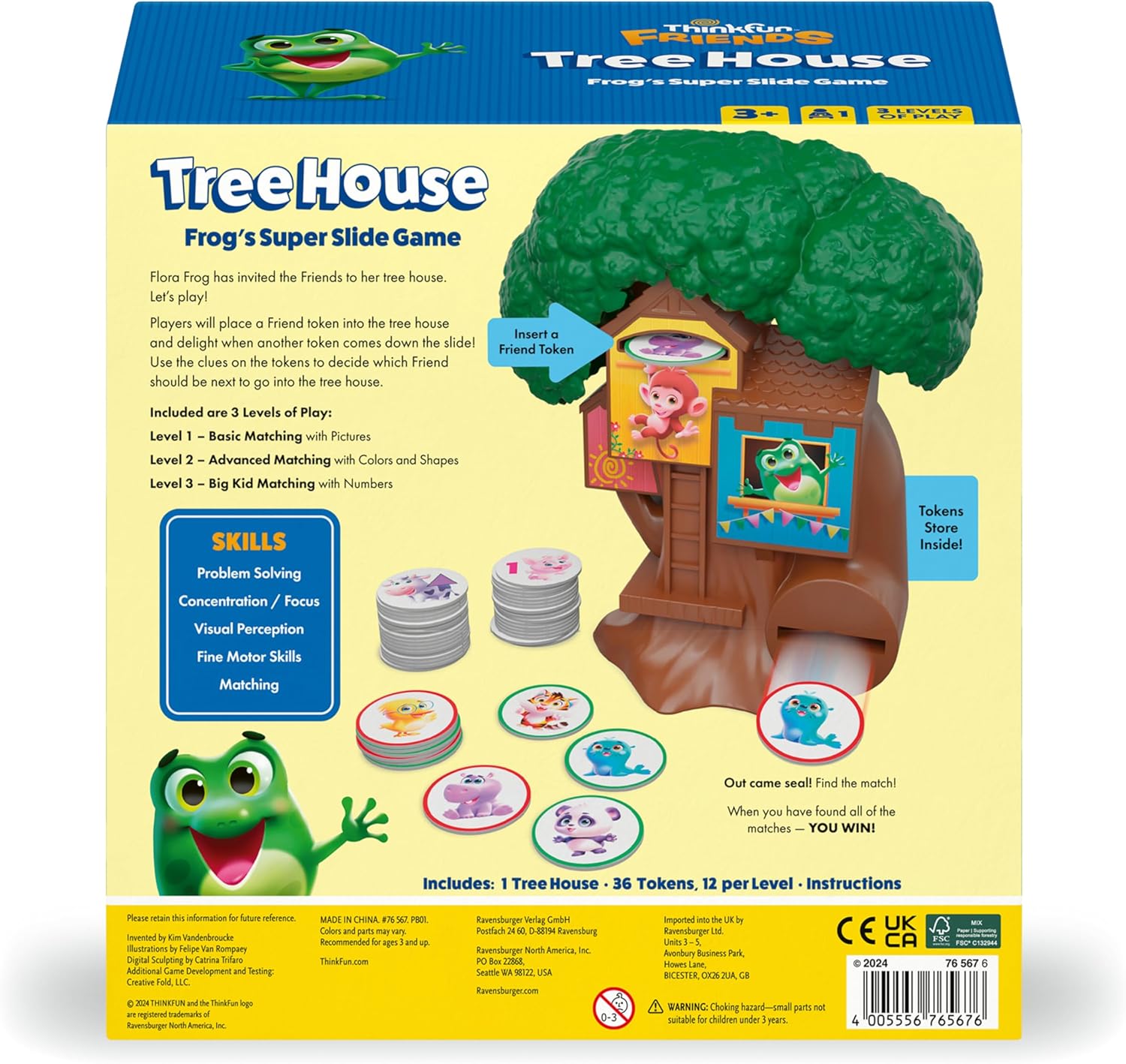 ThinkFun Friends: Tree House: Frog's Super Slide Matching Game ...