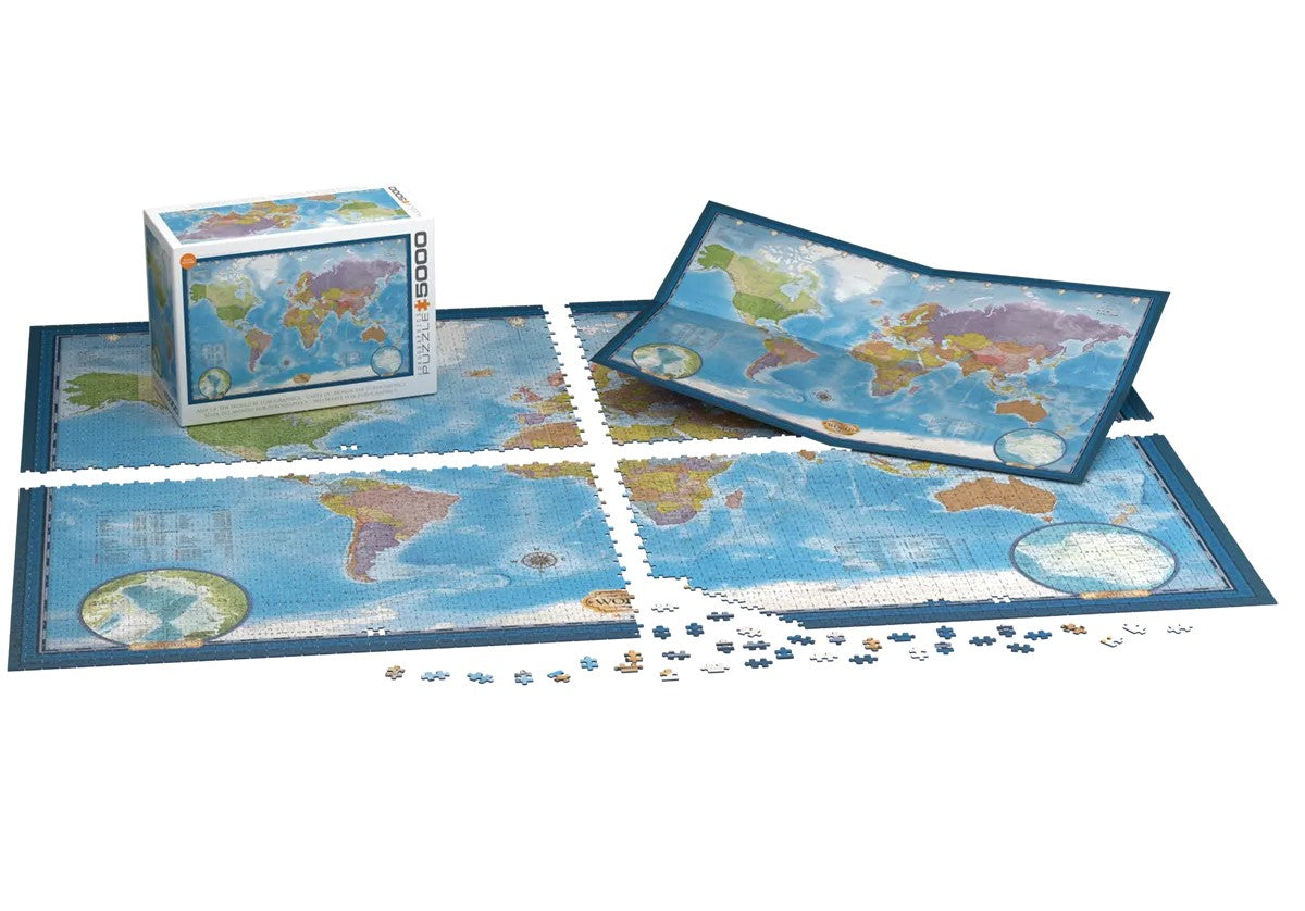 World map puzzle set with pieces on a white background eurographics