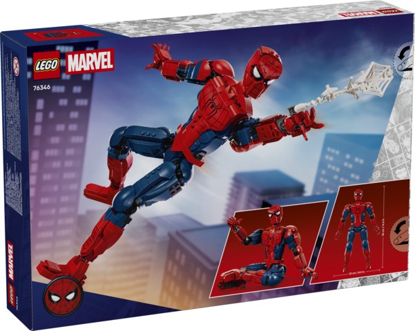 LEGO Marvel Spider-Man toy set packaging with superhero figure on a cityscape background 76346