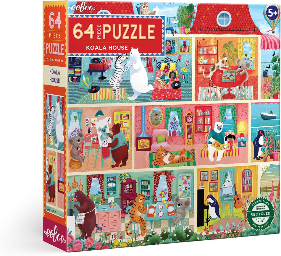 64 Piece Children's Jigsaw Puzzle - Koala House  | eeBoo