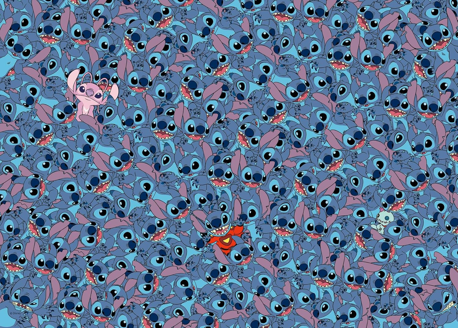 Pattern of cartoon characters on a blue background