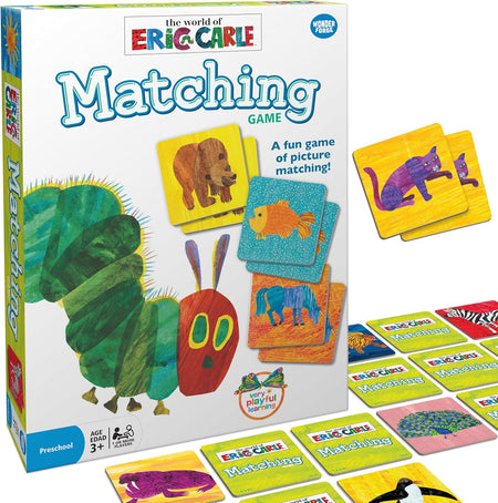 ravensburger Matching game box with illustrations of a caterpillar and animal cards, featuring the World of Eric Carle brand.