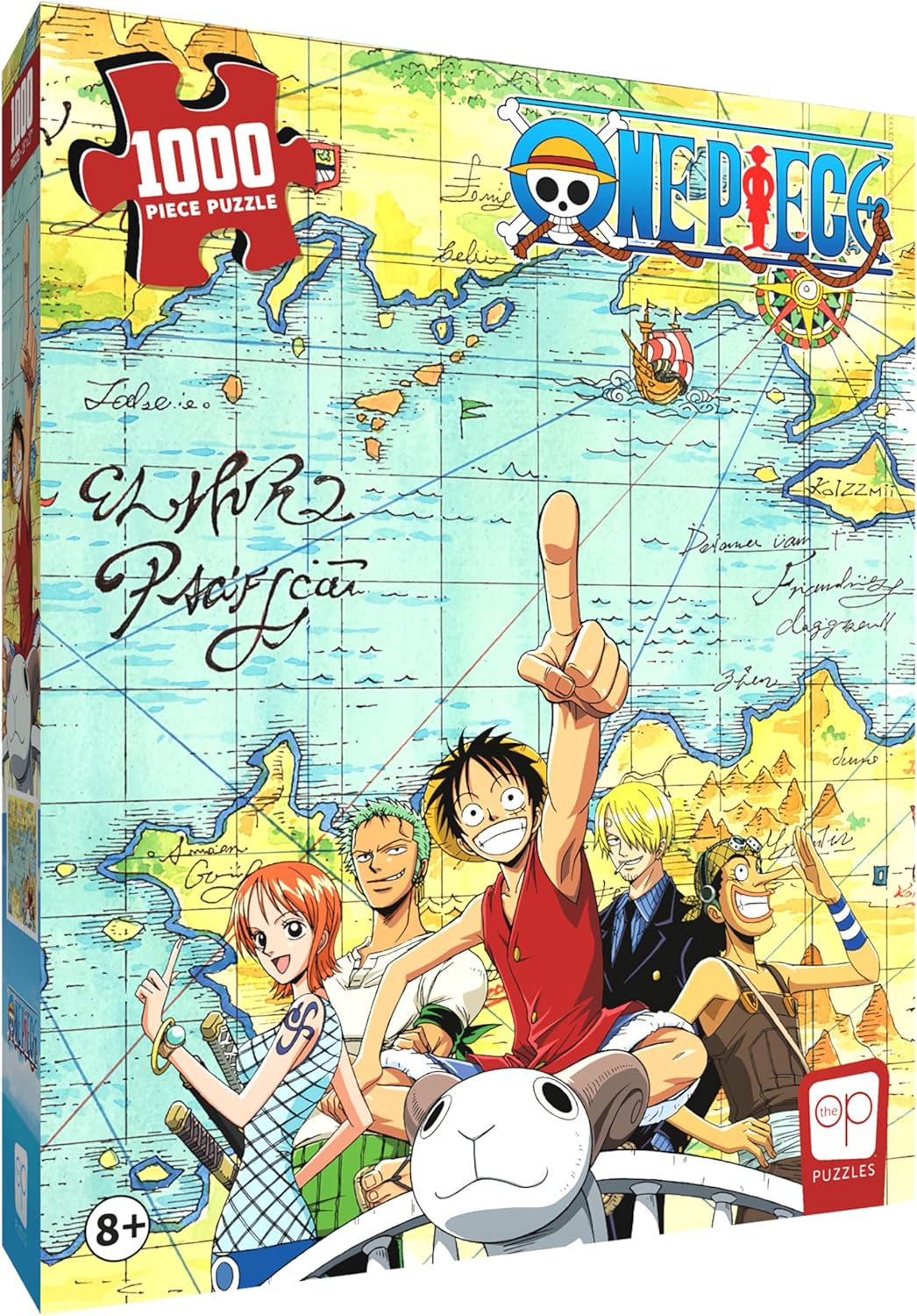 Op games One Piece 1000-piece jigsaw puzzle box with characters and map design