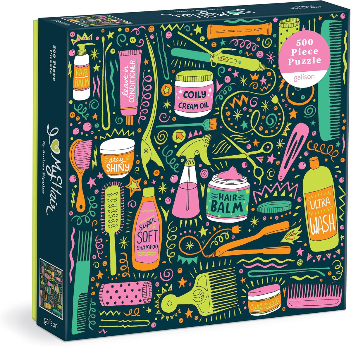 500 piece jigsaw puzzle box image of various hair products