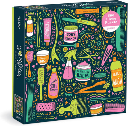 500 piece jigsaw puzzle box image of various hair products