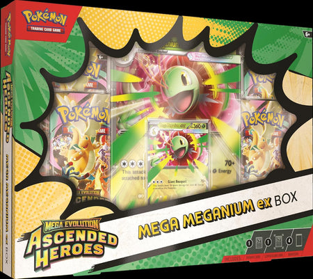 Pokémon trading card game box featuring Ascended Heroes and Mega Mewtwo.