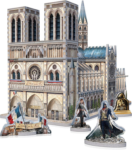 wrebbit 3d puzzle of a cathedral with characters from 'Assassin's Creed' in front