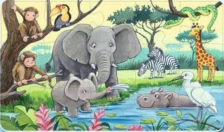 childrens ravensburger puzzle image of animals at a waterhole