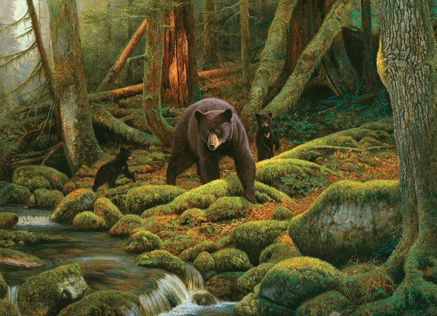 Cobble Hill 1000-piece jigsaw puzzle "mother nature" of a mama bear and two cubs