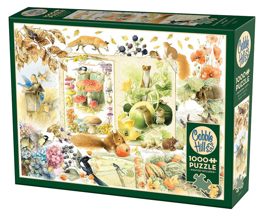 Cobble Hill 1000-piece jigsaw puzzle box with nature-themed illustration of animals and plants.
