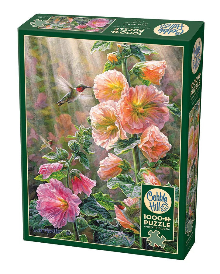 Cobble Hill 1000-piece jigsaw puzzle box with hummingbirds and flowers 