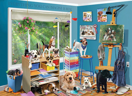 Cobble Hill 1000-piece jigsaw puzzle of studio pups
