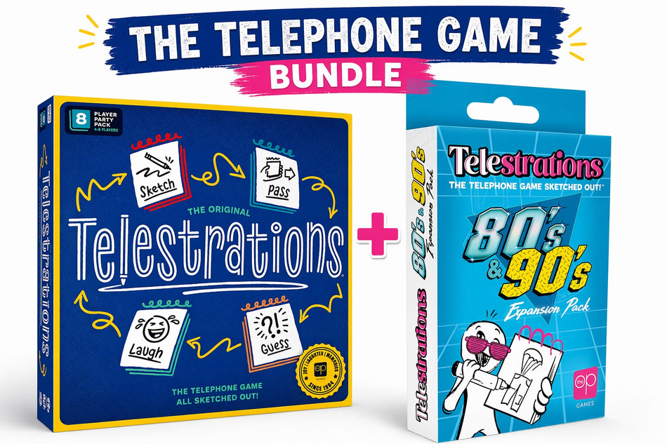 Telestrations 8 player and 80's 90's expansion bundle image