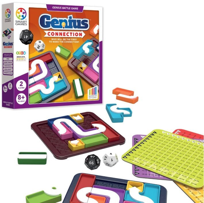 Smart Games Genius Connection board game set with components and packaging on a white background