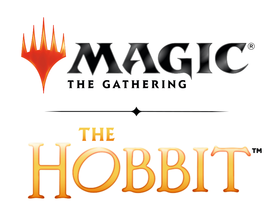 Logos of 'Magic: The Gathering' and 'The Hobbit' on a white background