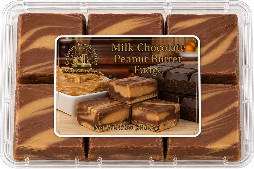 Milk Chocolate Peanut Butter Fudge - 12oz | Country Fresh Fudge