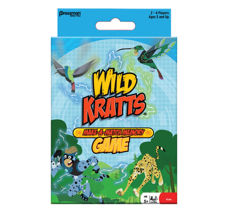 Wild Kratts make-a-match memory game packaging with cartoon characters and blue background