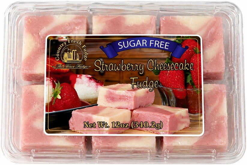 Sugar Free Strawberry Cheesecake Fudge - 12oz | Country Fresh Fudge
