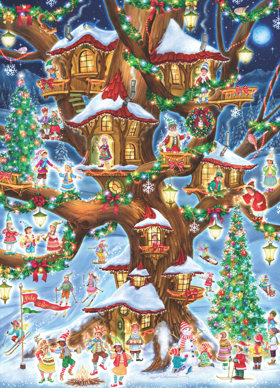 Vermont Christmas Company: Elves' Treehouse: 1000 Piece Vertical Puzzle