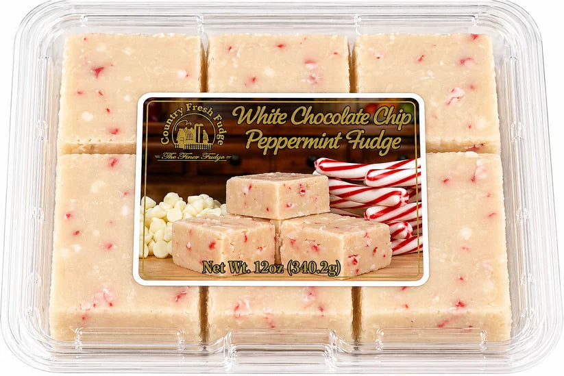 White Chocolate Chip Peppermint Fudge - 12oz | Country Fresh Fudge