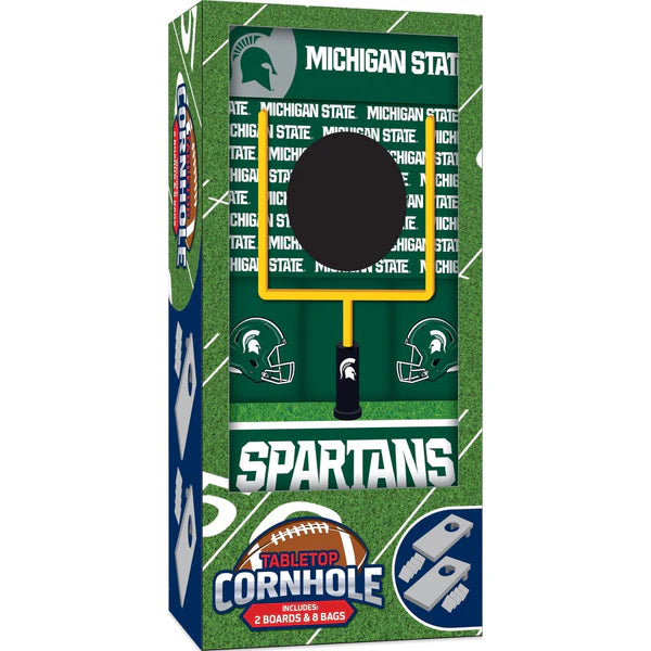 MasterPieces Michigan State Spartans cornhole game set packaging on a white background