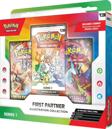 Pokémon trading card game packaging with illustrations of Pokémon characters.