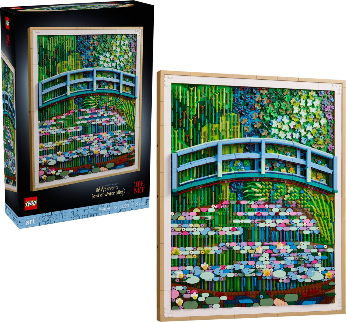 LEGO art set 31220 of a bridge over water lilies by claude monet.
