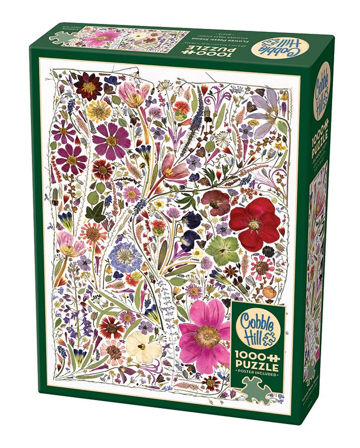 Cobble Hill 1000-piece jigsaw puzzle box with floral design