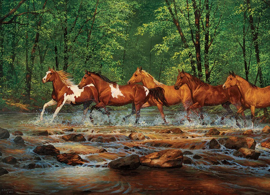 cobblehill Spring Creek Run 1000-piece jigsaw puzzle of horses running