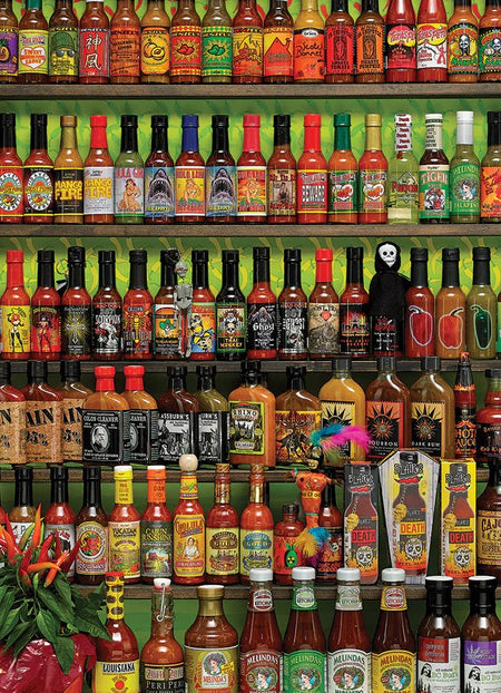 cobble hill 1000-piece jigsaw puzzle of hot hot sauce
