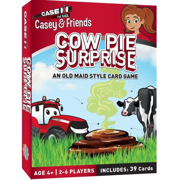 MasterPieces Box of 'Cow Pie Surprise' card game for kids with a cow, truck, and girl on the cover.