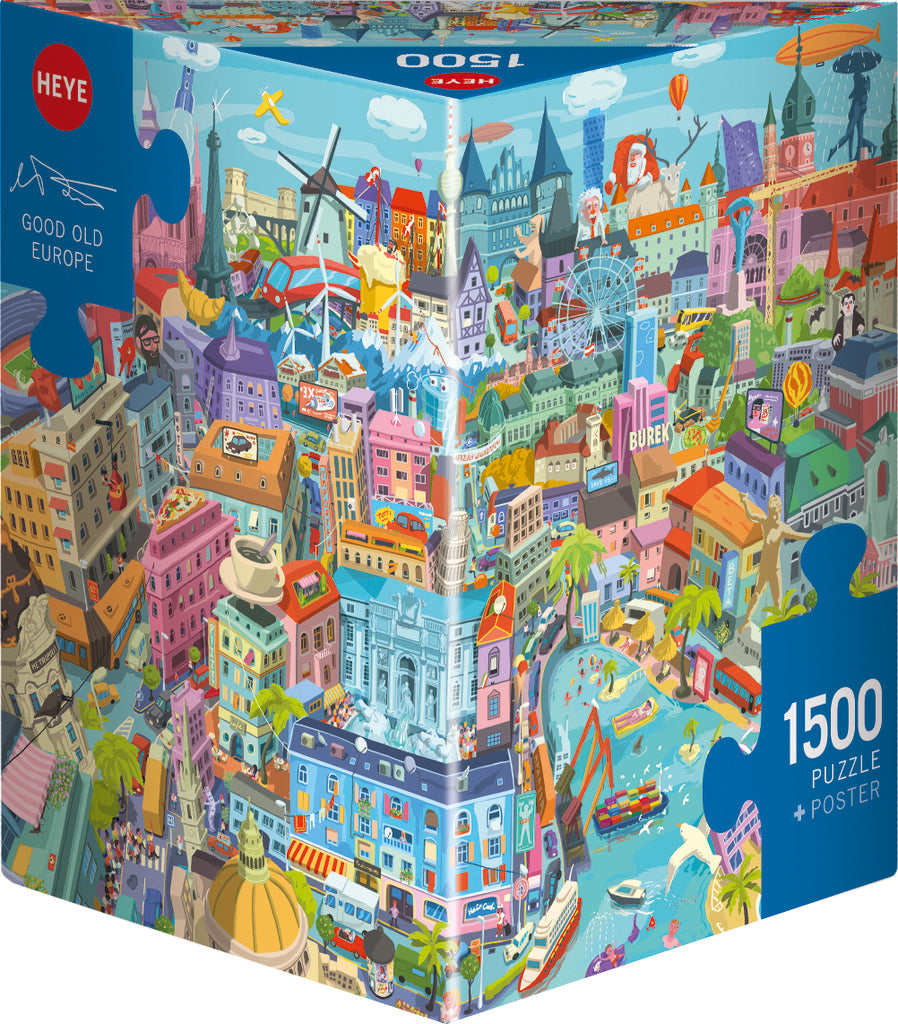 heye good old europe 1500-piece jigsaw puzzle box with colorful cityscape design