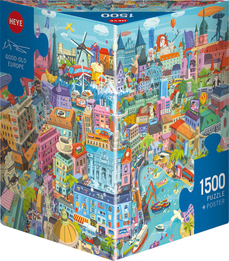 heye good old europe 1500-piece jigsaw puzzle box with colorful cityscape design