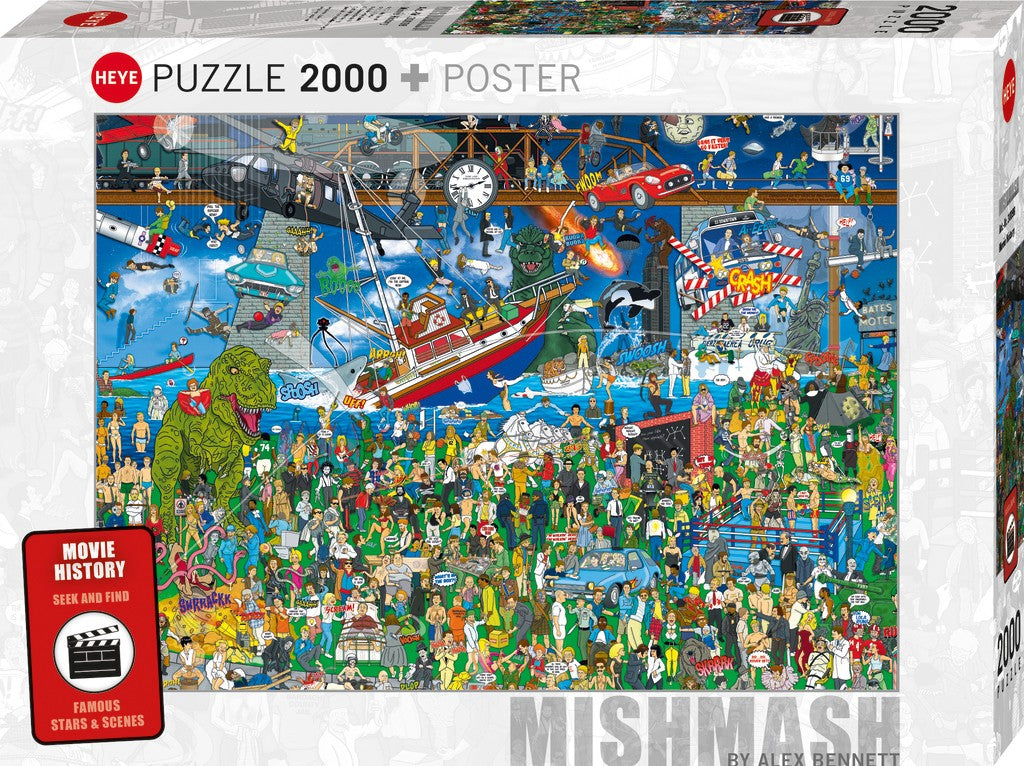 HEYE puzzle box with colorful illustration and 'Movie History' theme